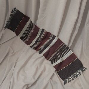 Vintage Belgian Loom-Woven Graphic Wool Scarf